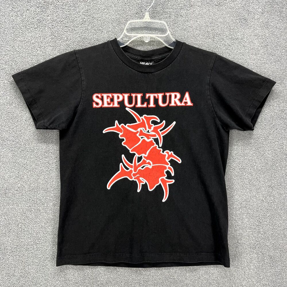 Vintage Sepultura Heavy metal T Shirt Mens Small Black Nation Metal band cotton‎